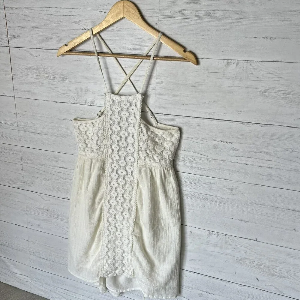 O'Neill Dress Womens Size Medium Ivory Shelby Gauzy Embroidered Babydoll Summer - Picture 5 of 16